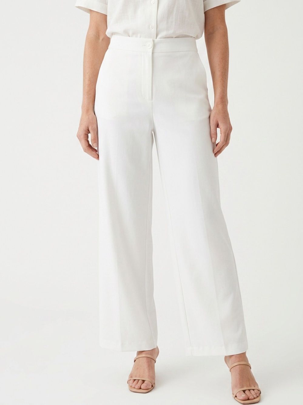 ZARA | NEW Classic Wide-Leg High Waist White Pants Women’s Size Small